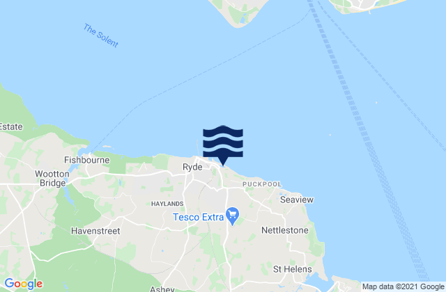 Mapa da tábua de marés em Ryde - East Beach, United Kingdom