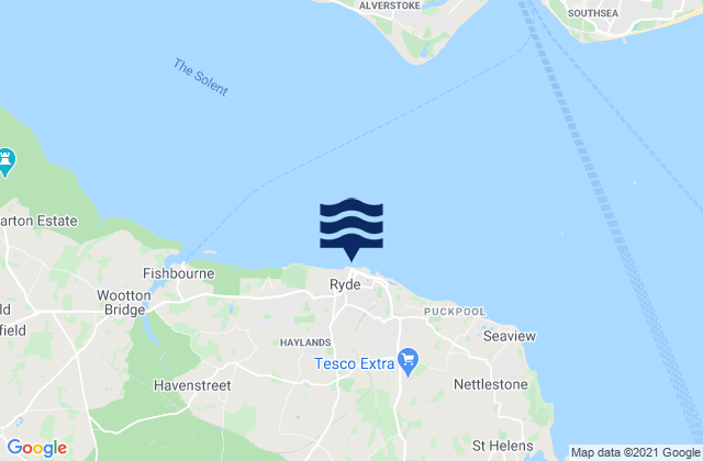 Mapa da tábua de marés em Ryde - West Beach, United Kingdom