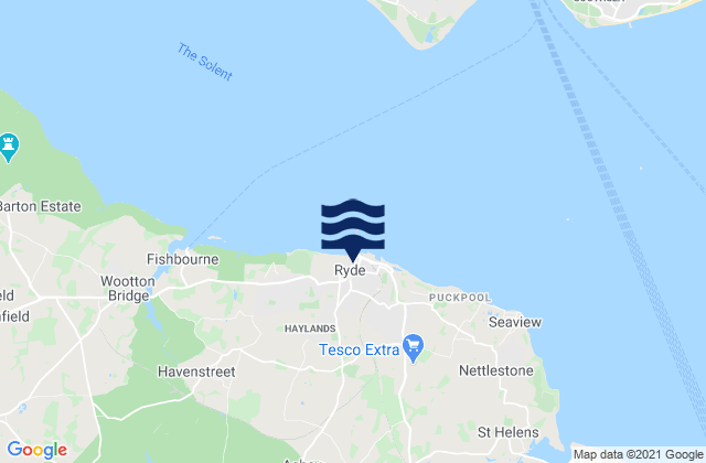 Mapa da tábua de marés em Ryde, United Kingdom