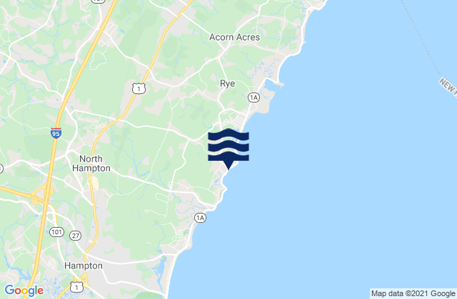 Mapa da tábua de marés em Rye Beach, United States