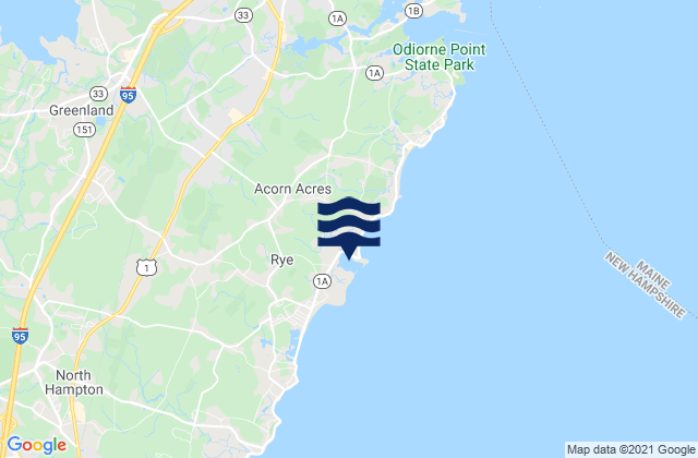 Mapa da tábua de marés em Rye Harbor, United States