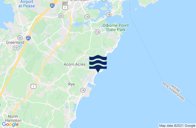 Mapa da tábua de marés em Rye North Beach Rye, United States