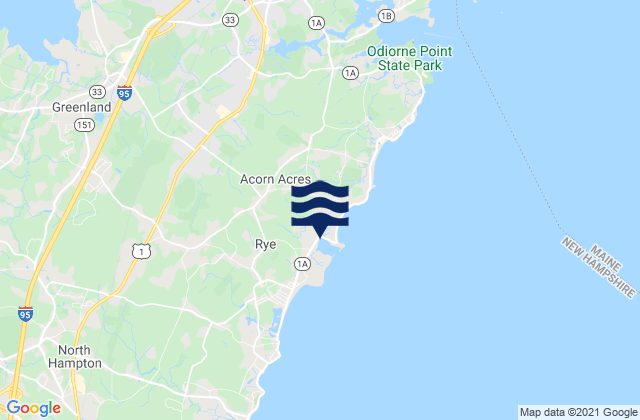 Mapa da tábua de marés em Rye, United States