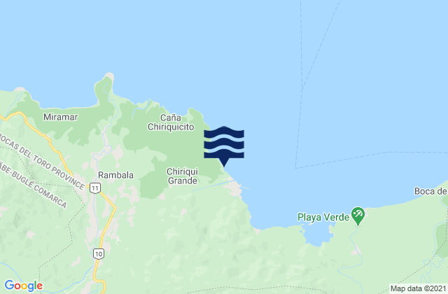 Mapa da tábua de marés em Rámbala, Panama