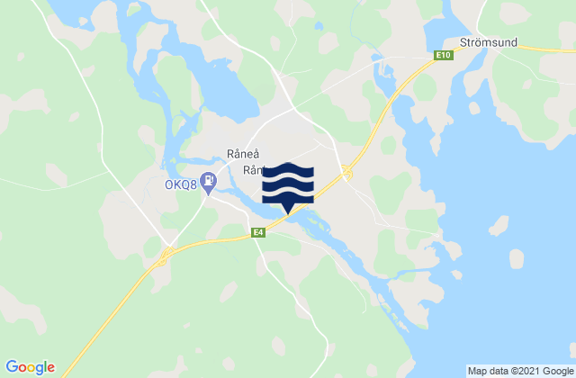 Mapa da tábua de marés em Råneå, Sweden