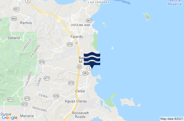 Mapa da tábua de marés em Río Arriba Barrio, Puerto Rico