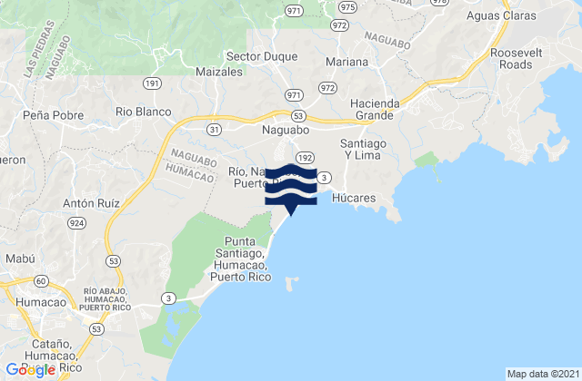 Mapa da tábua de marés em Río Barrio, Puerto Rico