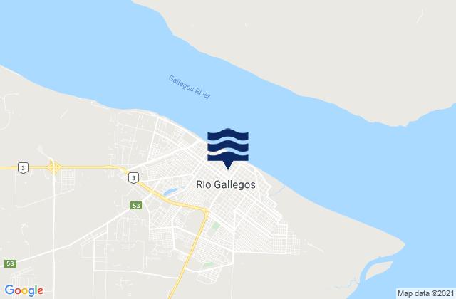 Mapa da tábua de marés em Río Gallegos, Argentina