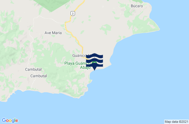 Mapa da tábua de marés em Río Guánico, Panama