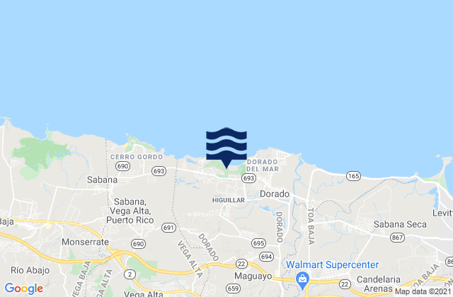 Mapa da tábua de marés em Río Lajas Barrio, Puerto Rico