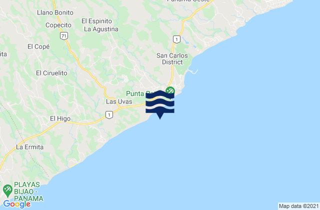 Mapa da tábua de marés em Río Mar, Panama