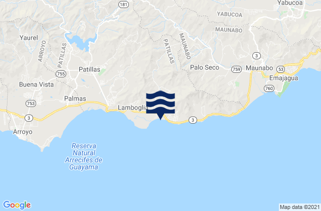 Mapa da tábua de marés em Ríos Barrio, Puerto Rico