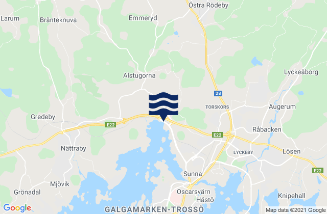 Mapa da tábua de marés em Rödeby, Sweden
