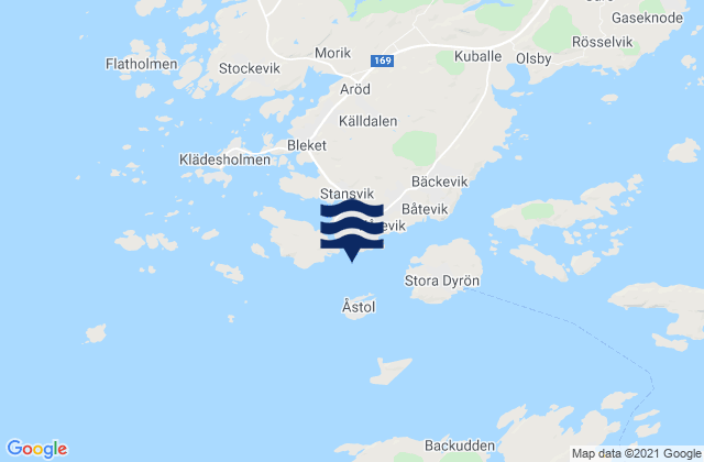 Mapa da tábua de marés em Rönnäng, Sweden