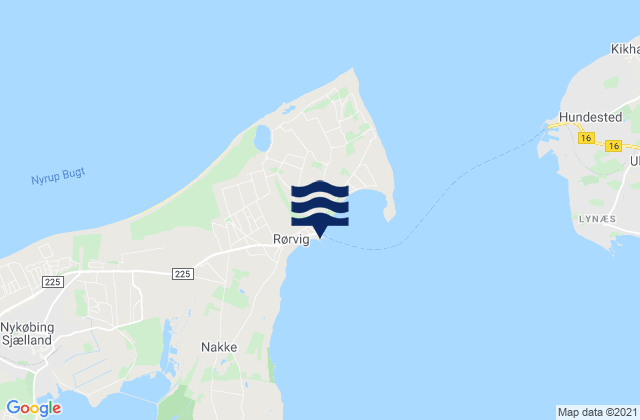 Mapa da tábua de marés em Rørvig Havn, Denmark