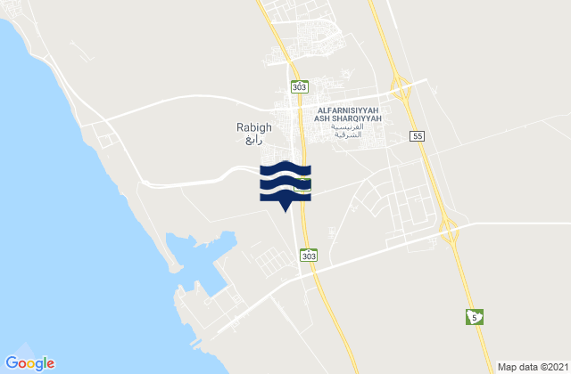 Mapa da tábua de marés em Rābigh, Saudi Arabia