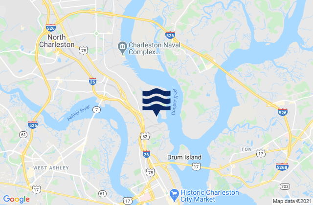 Mapa da tábua de marés em S.C.L. RR. bridge 1.5 miles above, United States