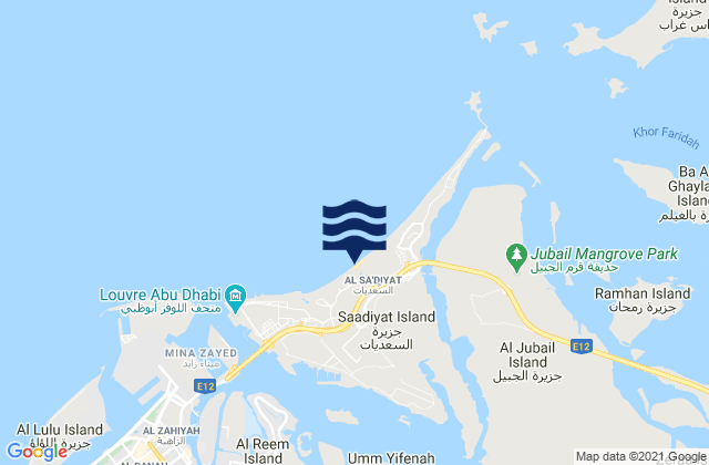Mapa da tábua de marés em Saadiyat Public Beach, United Arab Emirates