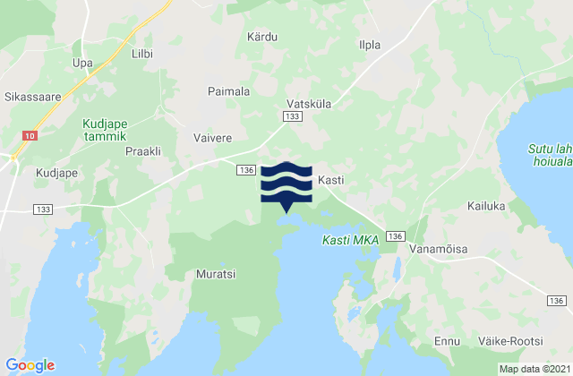 Mapa da tábua de marés em Saaremaa, Estonia