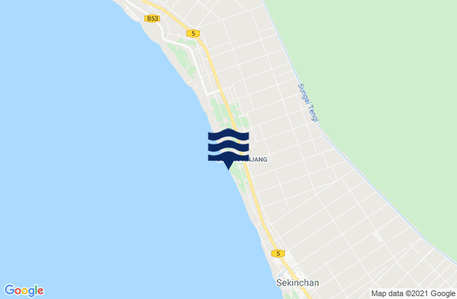 Mapa da tábua de marés em Sabak Bernam, Malaysia