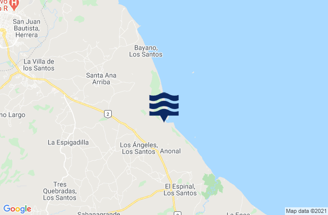 Mapa da tábua de marés em Sabana Grande, Panama