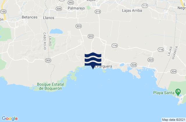 Mapa da tábua de marés em Sabana Yeguas Barrio, Puerto Rico