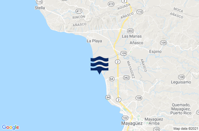 Mapa da tábua de marés em Sabanetas Barrio, Puerto Rico