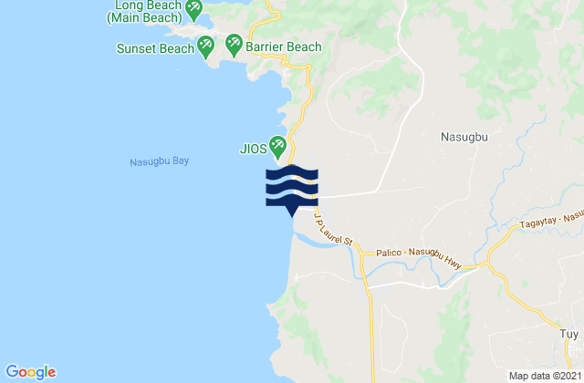 Mapa da tábua de marés em Sabang, Philippines