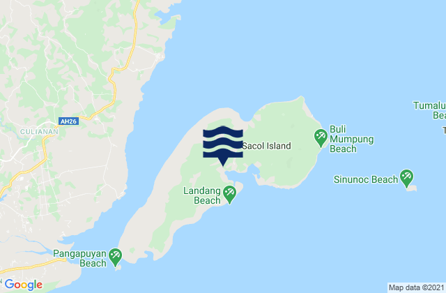 Mapa da tábua de marés em Sacol Island, Philippines