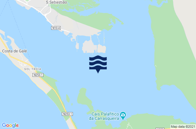 Mapa da tábua de marés em Sado Estuary, Portugal