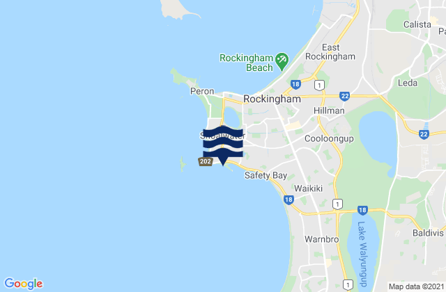 Mapa da tábua de marés em Safety Bay, Australia