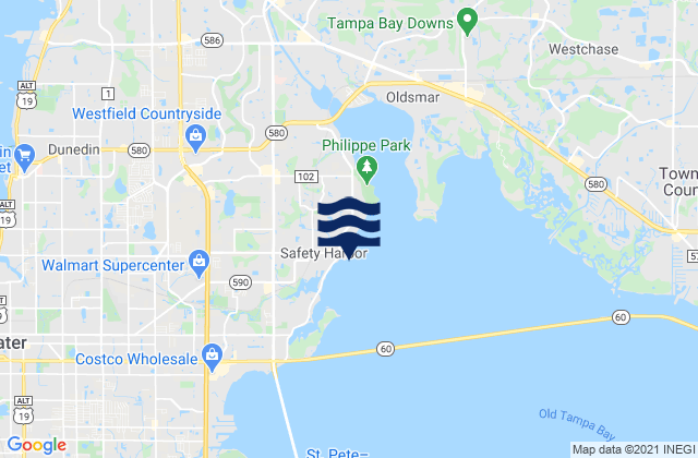 Mapa da tábua de marés em Safety Harbor (Old Tampa Bay), United States