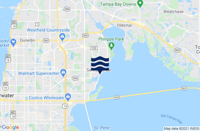 Mapa da tábua de marés em Safety Harbor, United States