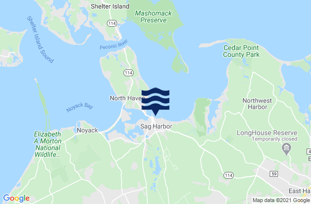 Mapa da tábua de marés em Sag Harbor, United States