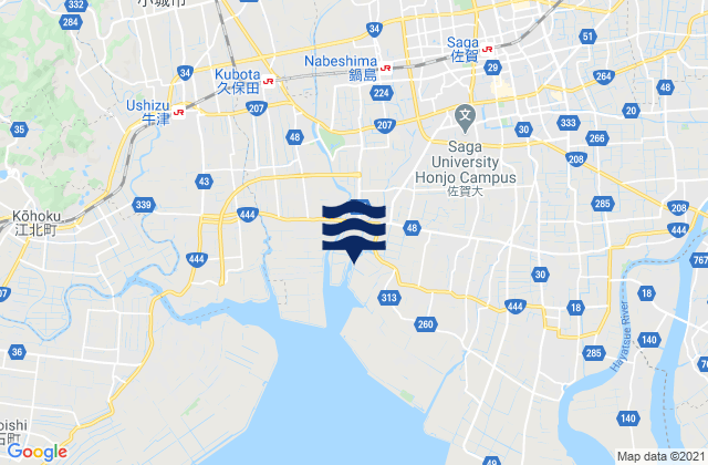 Mapa da tábua de marés em Saga Shi, Japan