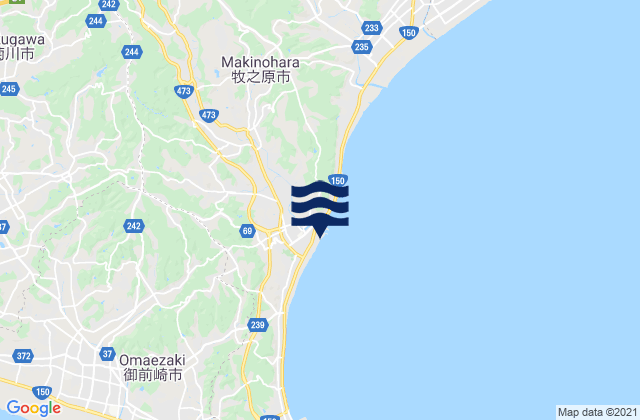 Mapa da tábua de marés em Sagara, Japan
