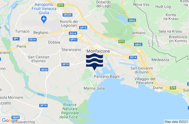 Mapa da tábua de marés em Sagrado, Italy