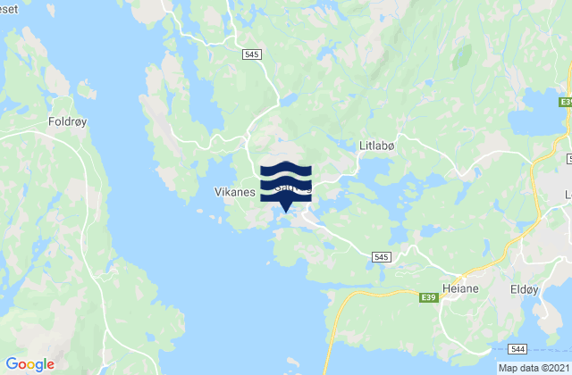 Mapa da tábua de marés em Sagvåg, Norway