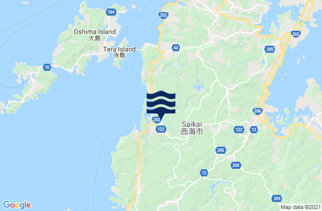 Mapa da tábua de marés em Saikai-shi, Japan