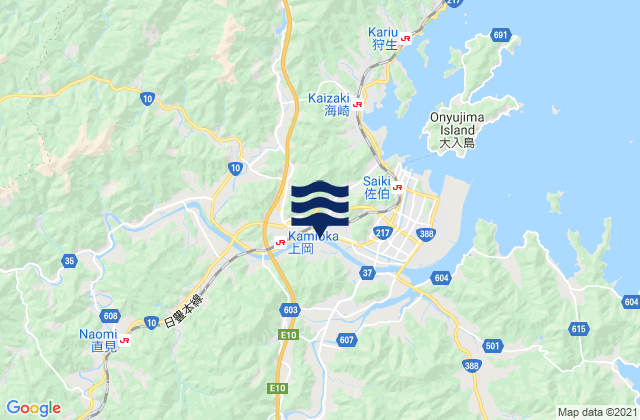 Mapa da tábua de marés em Saiki-shi, Japan