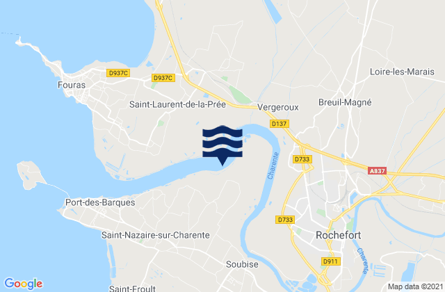 Mapa da tábua de marés em Saint-Agnant, France