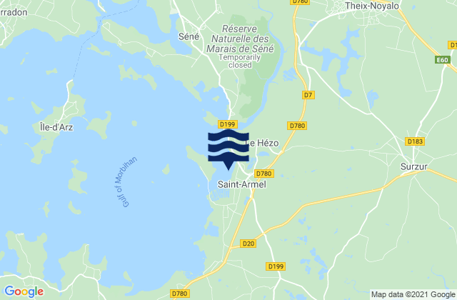 Mapa da tábua de marés em Saint-Armel, France