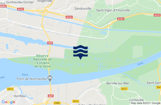 Mapa da tábua de marés em Saint-Aubin-Routot, France