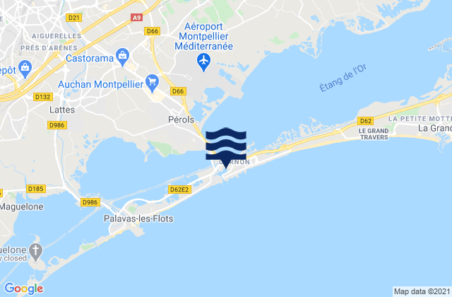 Mapa da tábua de marés em Saint-Aunès, France