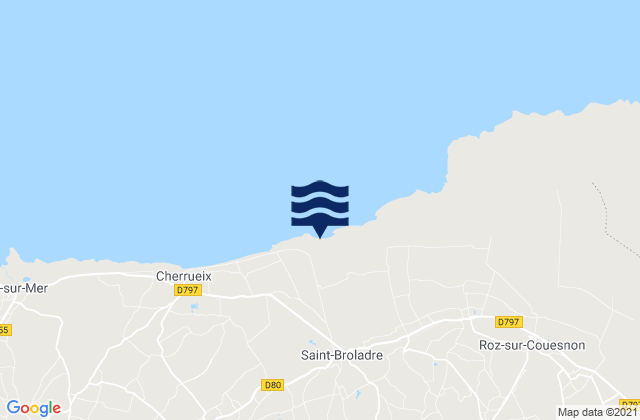Mapa da tábua de marés em Saint-Broladre, France