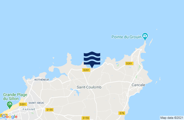 Mapa da tábua de marés em Saint-Coulomb, France
