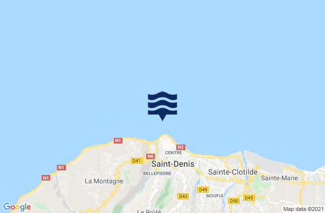 Mapa da tábua de marés em Saint-Denis, Reunion