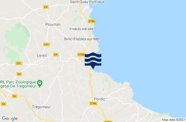 Mapa da tábua de marés em Saint-Donan, France