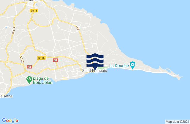 Mapa da tábua de marés em Saint-François, Guadeloupe