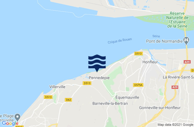 Mapa da tábua de marés em Saint-Gatien-des-Bois, France